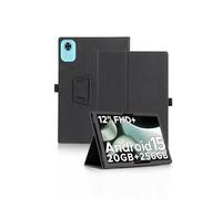 Custodia protettiva per tablet DOOGEE T36 da 12", design con cinturino a mano, design avvolgente con texture in pelle, flessibile, resistente all'usura, resistente agli urti, colore nero