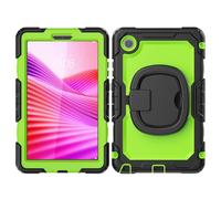 Custodia protettiva per tablet For Lenovo Tab One 8.7 inch/K9 TB305FU 2025 Case with Screen Protector,Full Body Protective Rugged Cover Rotating Handle Silicone Case Protezione resistente(Green pc)