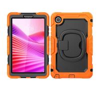 Custodia protettiva per tablet For Lenovo Tab One 8.7 inch/K9 TB305FU 2025 Case with Screen Protector,Full Body Protective Rugged Cover Rotating Handle Silicone Case Protezione resistente(Orange)