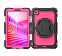 Custodia protettiva per tablet For Lenovo Tab One 8.7 inch/K9 TB305FU 2025 Case with Screen Protector,Full Body Protective Rugged Cover Rotating Handle Silicone Case Protezione resistente(Rose pc)