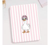 Custodia protettiva per tablet minimalista e alla moda con righe rosa chiaro, raffinato motivo a stampa di anatre, guscio protettivo con supporto tri-fold, compatibile con iPad 10.2 pollici Pro 2021/2