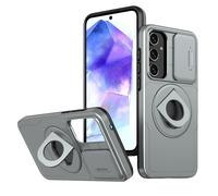 Custodia protettiva per telefono compatibile con Samsung Galaxy A55 5G con supporto ad anello MagSafe e telecamera Camshield: grigia