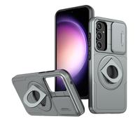Custodia protettiva per telefono compatibile con Samsung Galaxy S22 5G con supporto ad anello MagSafe e telecamera Camshield: grigia