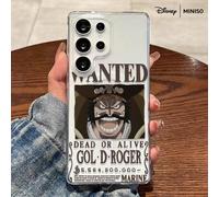 Custodia protettiva per telefono in materiale trasparente con cartellone ricercato di Gol D. Roger di One Piece, compatibile con Samsung S26 Ultra/S26 Edge/S26 Plus/S26/S25 Ultra/S25 Plus/S25/S25FE/S2