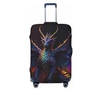 Custodia protettiva per valigia - Ali arcobaleno Majestic Dragon morbido e alla moda per bagagli, Nero , S