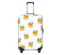Custodia protettiva per valigia - Cartone animato carino anatra occhiali da immersione morbida moda Uitcase custodia per bagagli, Nero , x-large