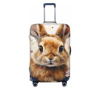 Custodia protettiva per valigia, con grazioso coniglietto e fiore, elastica, antigraffio, antipolvere, adatta per bagagli da 56 a 61 cm, Multicolore, M