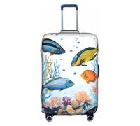Custodia protettiva per valigia con pesci colorati in mare, elegante custodia protettiva da viaggio con stampa su entrambi i lati, design elastico per una vestibilità sicura e protezione dai graffi