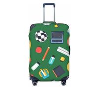 Custodia protettiva per valigie con orologio da calcio, con righello e matita, elastica, antigraffio, antipolvere, adatta per bagagli da 56 a 61 cm, Multicolore, L