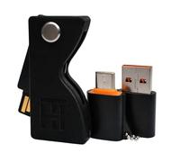 Custodia protettiva per YubiKey 5 NFC e 5C NFC con cordino - Custodia antiurto in plastica resistente, con design girevole (non inclusa chiave di sicurezza) (nero) con adattatori)