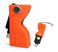 Custodia protettiva per YubiKey 5 NFC e 5C NFC con cordino - Custodia antiurto in plastica resistente, con design girevole (non inclusa chiave di sicurezza) (rosso)