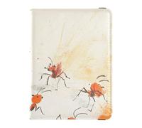 Custodia protettiva personalizzabile con formiche che trasportano cibo in una linea in pelle per passaporto e carte di vaccino, custodia protettiva per passaporto leggera, Formiche che trasportano