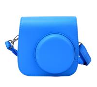 Custodia protettiva portatile a tracolla in pelle PU, compatibile con Fujifilm Instax mini8/8+/9 (blu scuro)
