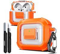 Custodia protettiva R-fun per AirPods 4a generazione, chiusura magnetica automatica, con kit di pulizia, adatta per custodia protettiva Airpods 4 (2024) -Arancione