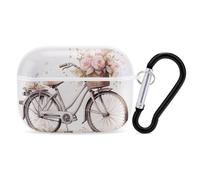 Custodia protettiva rigida antiurto Bicycle in The Rain AirPods Pro 2 per uomo e donna, compatibile con AirPod Pro custodia di 2a/1a generazione con portachiavi - Bianco