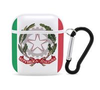 Custodia protettiva rigida con bandiera dello Stato dell'Italia, compatibile con AirPods 1 e 2, con portachiavi