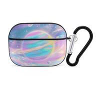 Custodia protettiva rigida per Airpod Pro con clip di blocco di sicurezza, colore arcobaleno, compatibile con Airpod Pro di 2a/1a generazione, custodia per donne e uomini, LED frontale visibile, nero