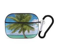 Custodia protettiva rigida per Airpod Pro con clip di blocco di sicurezza, con palma da spiaggia, compatibile con Airpod Pro di 2a/1a generazione, per donne e uomini, LED frontale visibile, nero