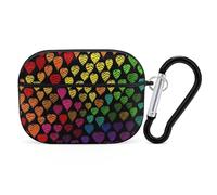 Custodia protettiva rigida per Airpod Pro con clip di blocco di sicurezza, motivo arcobaleno Gay Pride, compatibile con Airpod Pro di 2a/1a generazione, per donne e uomini, LED frontale visibile, nero