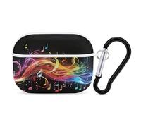 Custodia protettiva rigida per Airpod Pro con clip di blocco di sicurezza, motivo: nota musicale arcobaleno, compatibile con Airpod Pro di 2a/1a generazione, per donne e uomini, LED frontale visibile