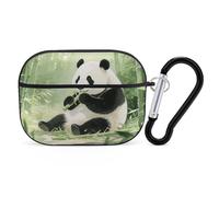 Custodia protettiva rigida per Airpod Pro con clip di blocco di sicurezza, motivo panda che mangia cibo, compatibile con Airpod Pro di 2a/1a generazione, per donne e uomini, LED frontale visibile