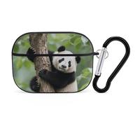 Custodia protettiva rigida per Airpod Pro con clip di blocco di sicurezza, motivo panda che si arrampica sull'albero, compatibile con Airpod Pro di 2a/1a generazione, custodia per donne e uomini, LED