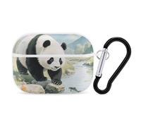 Custodia protettiva rigida per Airpod Pro con clip di blocco di sicurezza, motivo: panda giocoso pesce, compatibile con Airpod Pro di 2a/1a generazione, custodia per donne e uomini, LED frontale