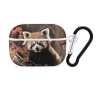 Custodia protettiva rigida per Airpod Pro con clip di blocco di sicurezza, motivo panda rossi, compatibile con Airpod Pro di 2a/1a generazione, custodia per donne e uomini, LED frontale visibile