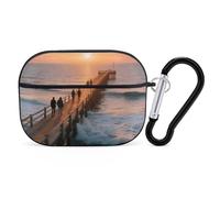 Custodia protettiva rigida per Airpod Pro con clip di blocco sicura, custodia protettiva rigida con tramonto sulla spiaggia, compatibile con Airpod Pro di 2a/1a generazione, custodia per donne e
