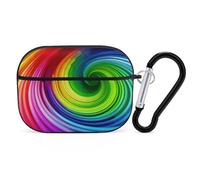 Custodia protettiva rigida per AirPods Pro con anello portachiavi a spirale arcobaleno, custodia protettiva rigida per AirPods Pro di seconda generazione, per donne e uomini, facile da aprire