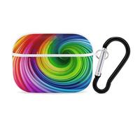 Custodia protettiva rigida per AirPods Pro con anello portachiavi a spirale arcobaleno, custodia protettiva rigida per AirPods Pro di seconda generazione, per donne e uomini, facile da aprire