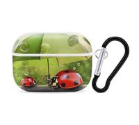 Custodia protettiva rigida per AirPods Pro con coccinella divertente con ombrelli e anello portachiavi, custodia protettiva rigida per AirPods Pro di seconda generazione, per donne e uomini, facile da