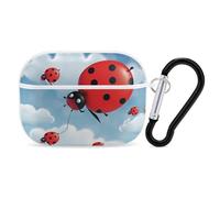 Custodia protettiva rigida per AirPods Pro con coccinella e nuvola con anello portachiavi, custodia protettiva rigida per AirPods Pro di seconda generazione, facile da aprire, protezione completa