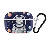 Custodia protettiva rigida per AirPods Pro con gatto in Spacess con anello portachiavi, custodia protettiva rigida per AirPods Pro di seconda generazione, per donne e uomini, facile da aprire