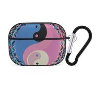 Custodia protettiva rigida per AirPods Pro con motivo Yin Yang con anello portachiavi, custodia protettiva rigida per AirPods Pro di seconda generazione, per donne e uomini, facile da aprire