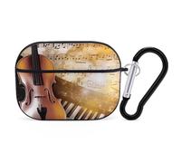 Custodia protettiva rigida per AirPods Pro con note musicali per pianoforte e violino, con anello portachiavi, custodia protettiva rigida per AirPods Pro di seconda generazione, per donne e uomini