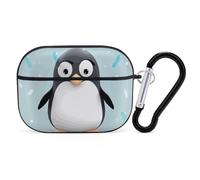 Custodia protettiva rigida per AirPods Pro con pinguino carino con anello portachiavi, custodia protettiva rigida per AirPods Pro di seconda generazione, per donne e uomini, facile da aprire