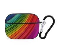 Custodia protettiva rigida per AirPods Pro di seconda generazione, con anello portachiavi, a righe, colore arcobaleno, custodia protettiva rigida per AirPods Pro di seconda generazione, facile da