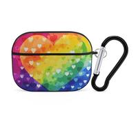 Custodia protettiva rigida per AirPods Pro di seconda generazione, con anello portachiavi e cuore arcobaleno, custodia protettiva rigida per AirPods Pro di seconda generazione, facile da aprire