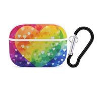 Custodia protettiva rigida per AirPods Pro di seconda generazione, con anello portachiavi e cuore arcobaleno, custodia protettiva rigida per AirPods Pro di seconda generazione, facile da aprire