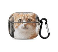 Custodia protettiva rigida per auricolari Bluetooth a forma di gatto divertente, custodia rigida antiurto con supporto per ricarica wireless con portachiavi, regalo personalizzato per AirPods 3