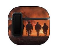 Custodia protettiva rigida per auricolari con bandiera dei soldati sotto fuoco compatibile con AirPods 4