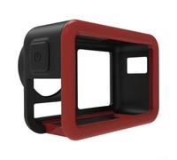 Custodia protettiva specifica per DJI Action 5 Pro con rinforzo angolare integrato e stratificazione in TPU+PC per copertura multi-angolo (rosso-nero)