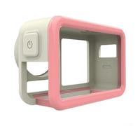 Custodia protettiva specifica per DJI Action 5 Pro con rinforzo angolare integrato e stratificazione in TPU+PC per copertura multi-angolo (rosa-bianco)