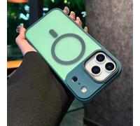 Custodia protettiva traslucida di qualità per iPhone 16, 15, 14 Plus, 13, 12, 11 Pro Max, con ricarica wireless magnetica (per iPhone 12/verde)