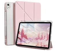 Custodia protettiva trasparente e alla moda, di colore rosa tinta unita, con slot per la penna e supporto multi-angolo a forma di Y, adatta per iPad di 10a generazione da 10,9" (2022), 11a generazione