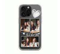 Custodia protettiva trasparente trasparente con 3 immagini e personalizzazione del testo per iPhone 16 15 14 13 12 11 Pro Max XR X 8 7 SE