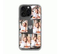 Custodia protettiva trasparente trasparente con 5 immagini e personalizzazione del testo per iPhone 16 15 14 13 12 11 Pro Max XR X 8 7 SE