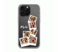 Custodia protettiva trasparente trasparente con 6 immagini e personalizzazione del testo per iPhone 16 15 14 13 12 11 Pro Max XR X 8 7 SE