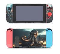 Custodia protettiva vintage a forma di polpo con barca a vela, sottile, in policarbonato, compatibile con Switch